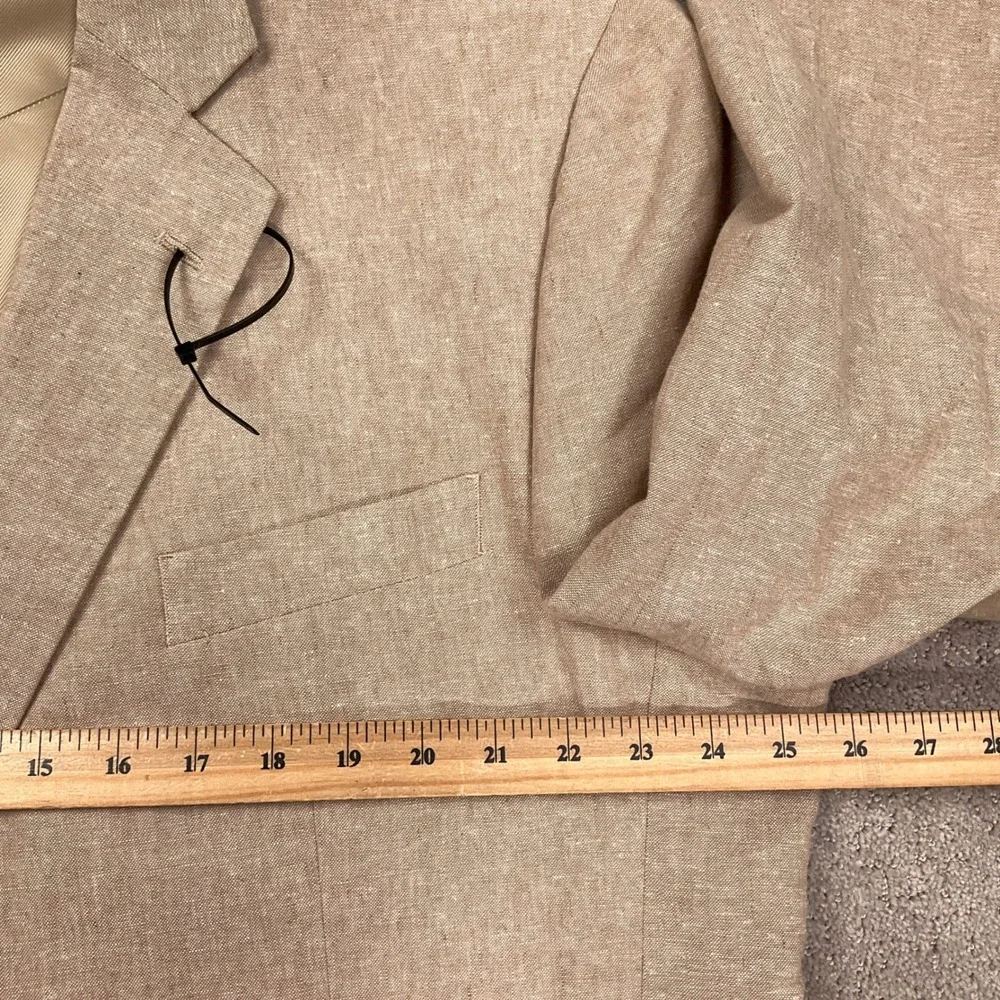 Stafford Signature Blazer Mens 50R Tan Linen Luxury Summer Classic Fit Jacket